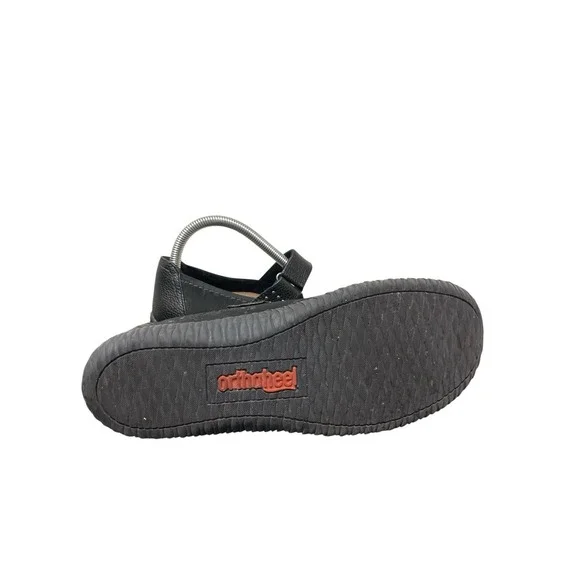 Orthaheel 7.5 Mary Janes Leather flats Black Comfort Studded Strap EUC - Picture 6 of 7